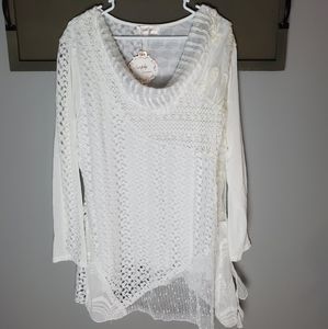 Simply Coture Lace Detailed Long Sleeve Top